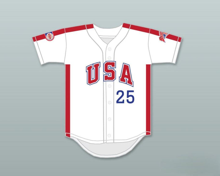 Jersey de Béisbol Personalizado con Cualquier Nombre y Número CORY SNYDER 25 1984 Equipo de EE. UU. Blanco con Botones Costura Superior Tallas S-6XL
