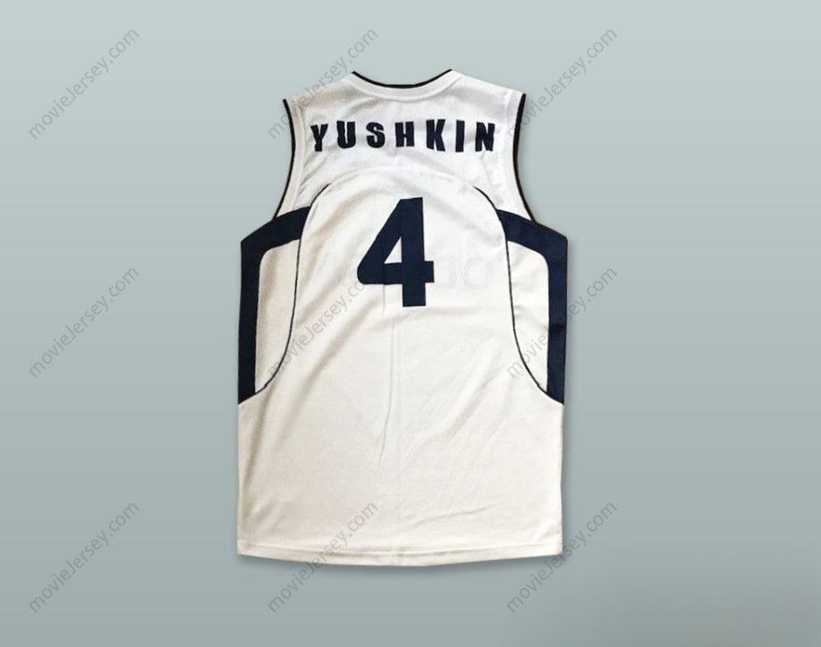 CAMISETA DE BALONCESTO BLANCA BORDADA PERSONALIZADA CON CUALQUIER NOMBRE Y NÚMERO YUSHKIN 4 AC ODESA UCRANIA Tallas S-6XL