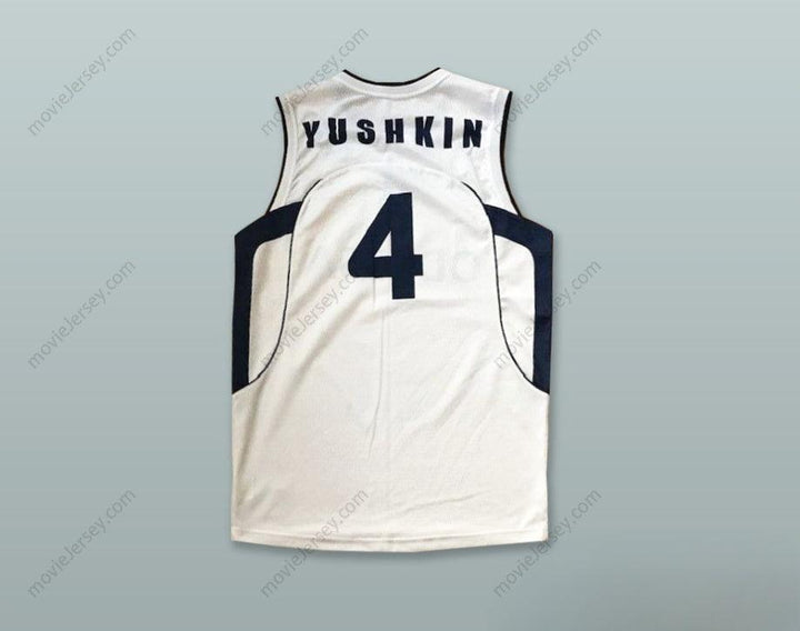 CAMISETA DE BALONCESTO BLANCA BORDADA PERSONALIZADA CON CUALQUIER NOMBRE Y NÚMERO YUSHKIN 4 AC ODESA UCRANIA Tallas S-6XL