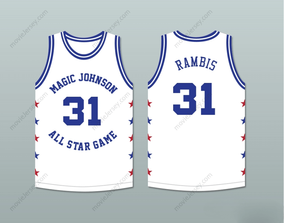 CUSTOM ANY Name Number KURT RAMBIS 31 MAGIC JOHNSON ALL STAR GAME WHITE BASKETBALL JERSEY 1986 MIDSUMMER NIGHT'S MAGIC CHARITY EVENT Top Stitched S-6XL