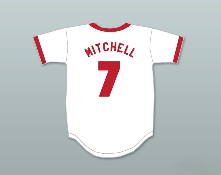 Camiseta de béisbol con botones ISOTOPES 7 BUCK MITCHELL, número y nombre personalizados, costura superior, tallas S-6XL