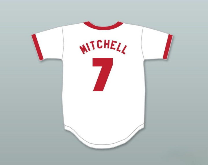 Camiseta de béisbol con botones ISOTOPES 7 BUCK MITCHELL, número y nombre personalizados, costura superior, tallas S-6XL