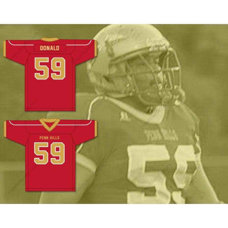 PERSONALIZA CUALQUIER Nombre Número AARON DONALD 59 CAMISETA FÚTBOL AMERICANO PENN HILLS HIGH SCHOOL INDIANS Tallas S-6XL Cosida