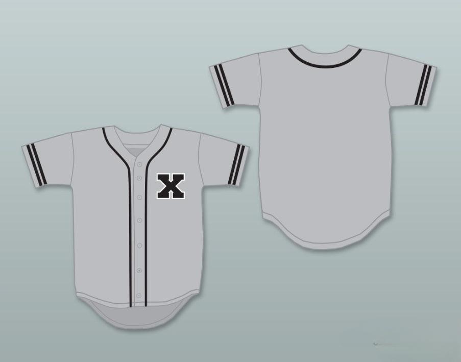 Camiseta de béisbol gris MALCOLM X con nombre y número personalizados, cosida, S-6XL