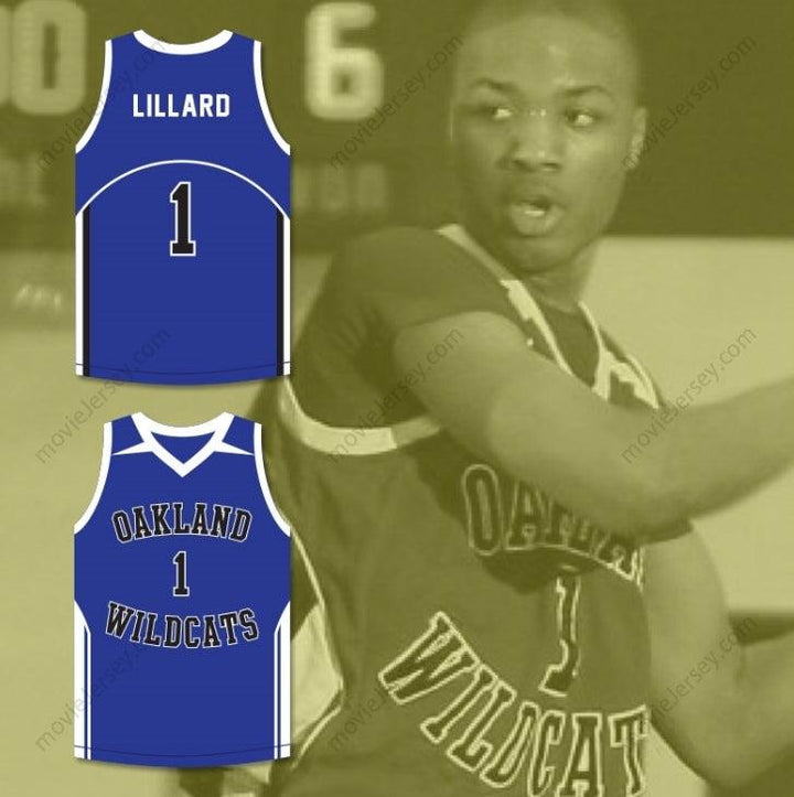 CUSTOM ANY Name Number DAMIAN LILLARD 1  HIGH SCHOOL WILDCATS BLUE BASKETBALL JERSEY 2 Top Stitched S-6XL