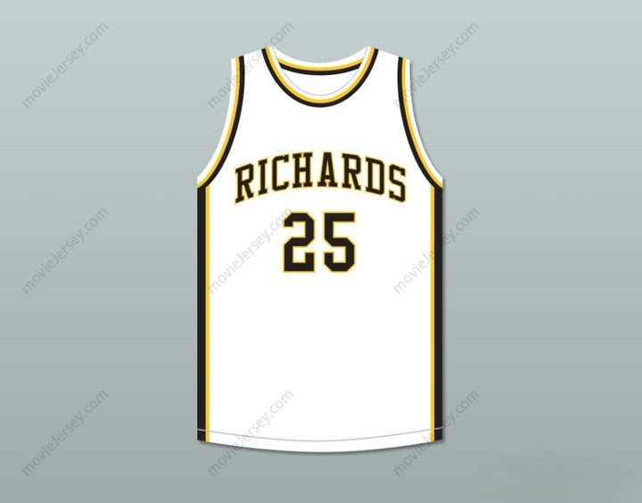 PERSONALIZADA cualquier nombre número DWYANE WADE 25 HAROLD L. RICHARDS HIGH SCHOOL BULLDOGS BLANCA CAMISETA DE BALONCESTO 4 costuras superiores S-6XL