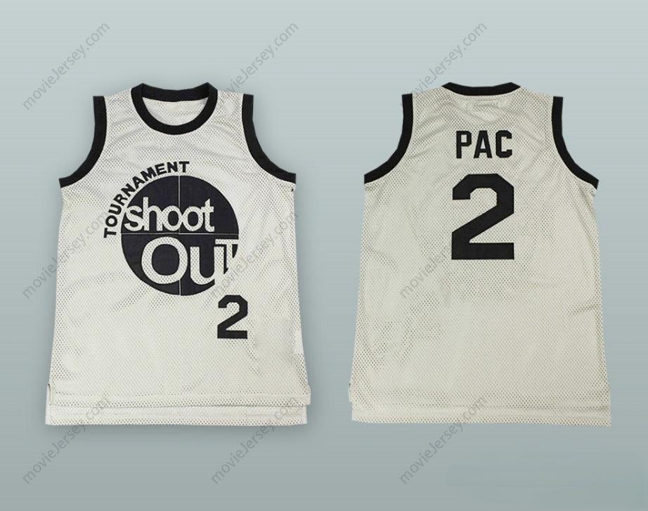 CUSTOM ANY Name Number 2PAC TOURNAMENT SHOOT OUT WHITE BASKETBALL JERSEY Top Stitched S-6XL