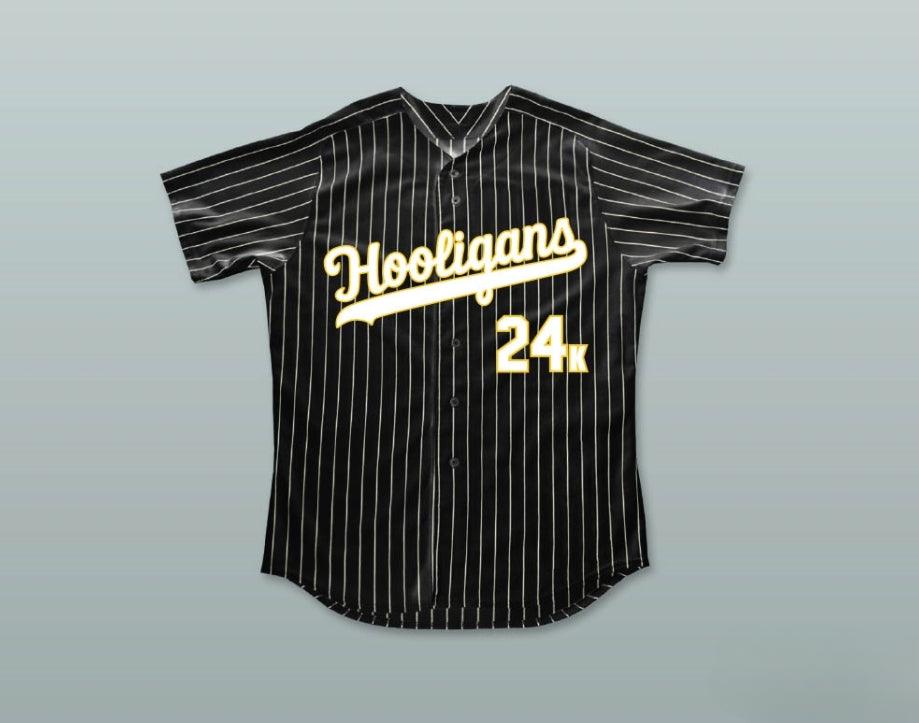 Custom Any Name Number MARS 24K HOOLIGANS BLACK PINSTRIPED BASEBALL JERSEY Top Stitched S-6XL