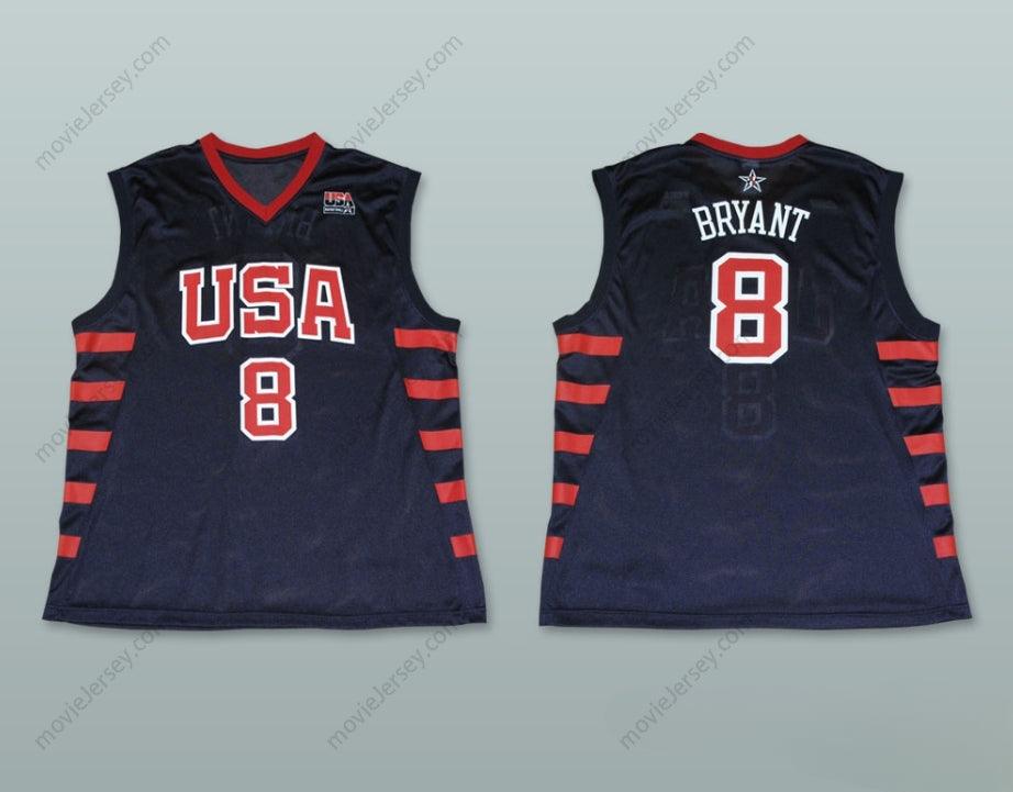 PERSONALIZA Cualquier Nombre Número BRYANT 8 EQUIPO EE. UU. AZUL OSCURO CAMISETA DE BALONCESTO Cosido S-6XL