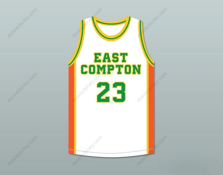 CAMISETA DE BALONCESTO BLANCA BORDADA DE LOS EAST COMPTON CLOVERS CON NOMBRE Y NÚMERO PERSONALIZADOS Tallas S-6XL