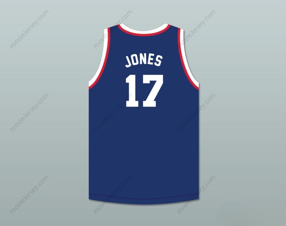 PERSONALIZA CUALQUIER Nombre Número WALLACE JONES 17 JERSEY BALONCESTO AZUL DE LOS OLÍMPICOS Parte superior cosida S-6XL