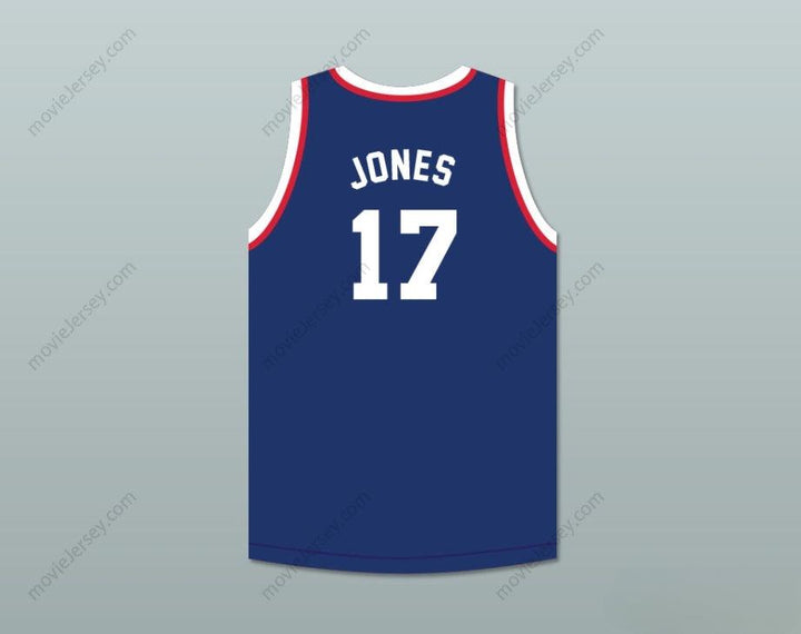 PERSONALIZA CUALQUIER Nombre Número WALLACE JONES 17 JERSEY BALONCESTO AZUL DE LOS OLÍMPICOS Parte superior cosida S-6XL