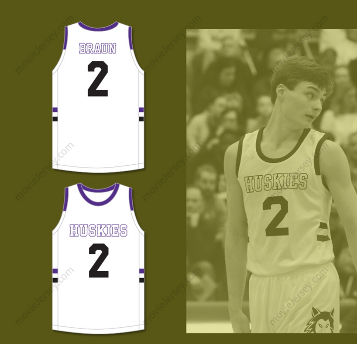 Custom Any Name Number Christian Braun 2 Blue Valley Northwest High School Huskies White Basketball Jersey 2 Top Stitched S-6XL