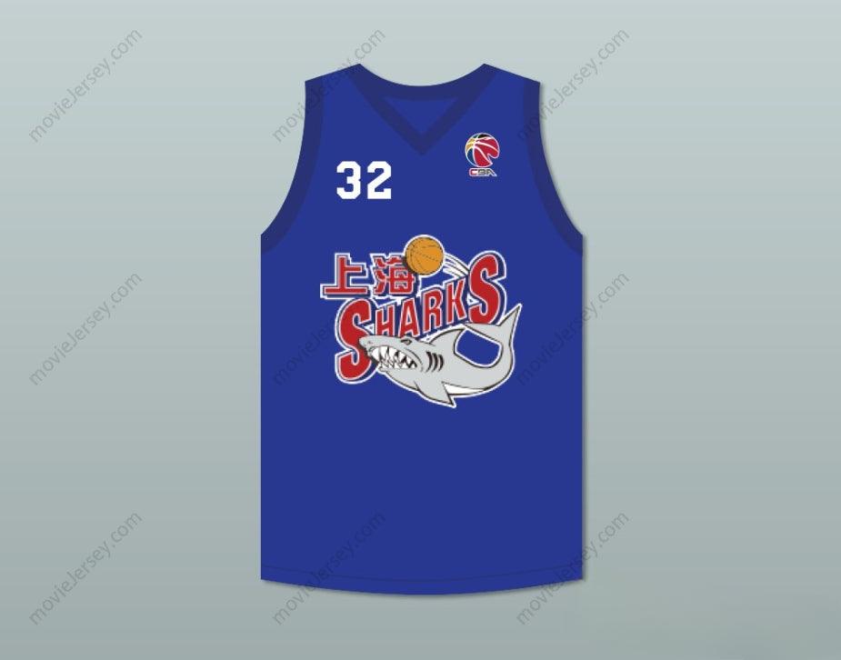 CUSTOM ANY Name Number JIMMER FREDETTE 32 SHANGHAI SHARKS BLUE BASKETBALL JERSEY WITH CBA PATCH Top Stitched S-6XL