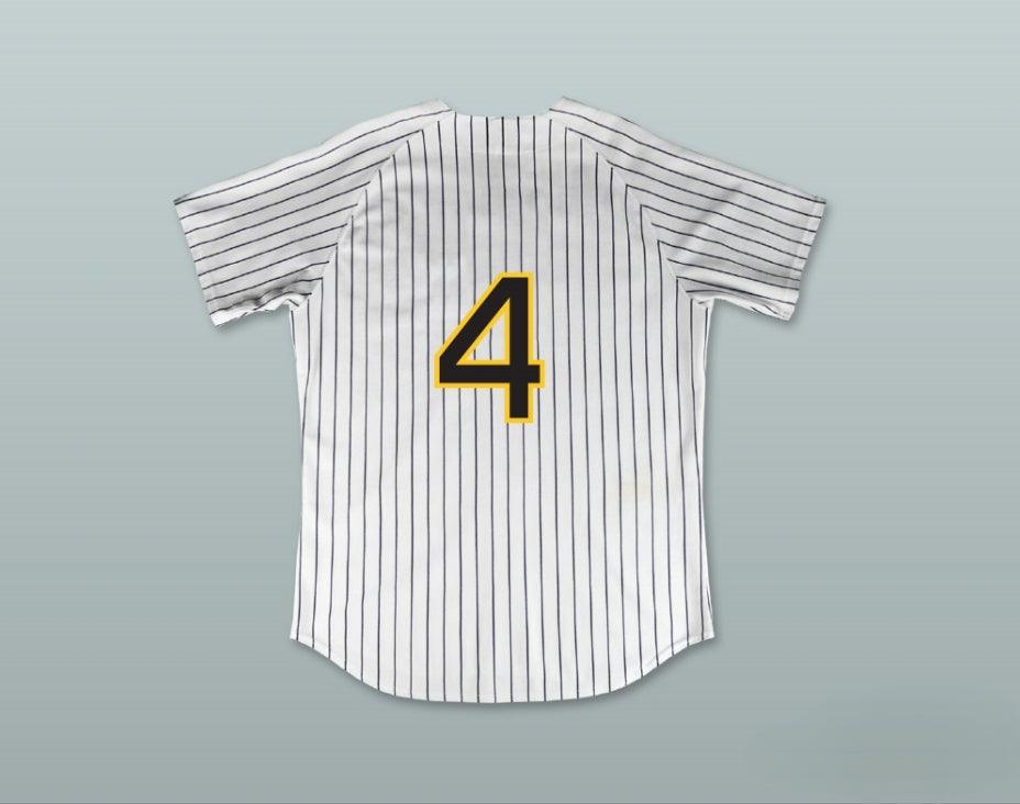 Camiseta de béisbol a rayas blancas de HOG ELLIS 4 BUZZ con número y nombre personalizados MAJOR LEAGUE: BACK TO THE MINORS con costuras superiores S-6XL