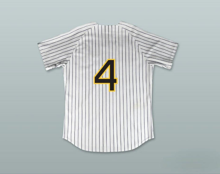 Camiseta de béisbol a rayas blancas de HOG ELLIS 4 BUZZ con número y nombre personalizados MAJOR LEAGUE: BACK TO THE MINORS con costuras superiores S-6XL