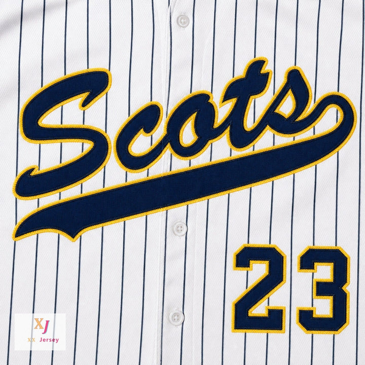 Camiseta de béisbol a rayas blancas de los Scots de la escuela secundaria Highland Park, número 23 de Clayton Kershaw, con cualquier nombre y número personalizado, doble costura, tallas S-6XL
