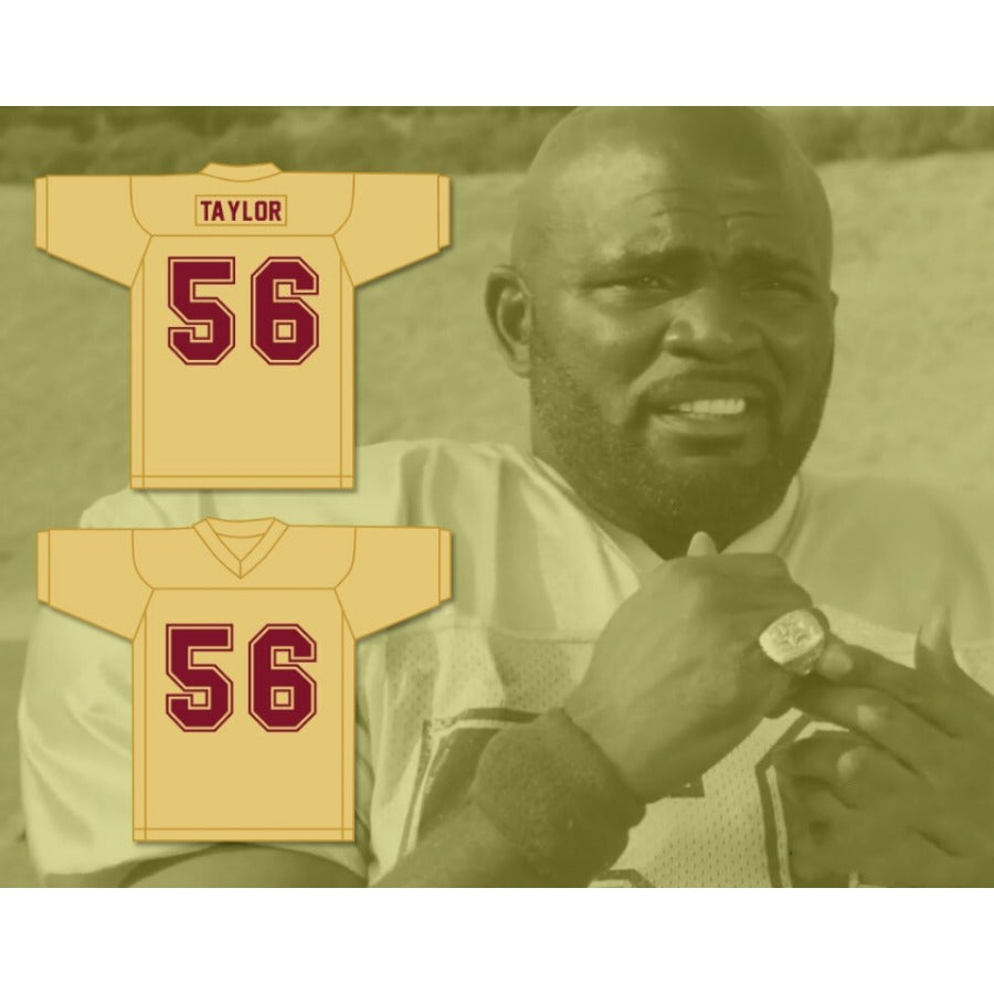 CUSTOM ANY Name Number LAWRENCE TAYLOR 56 HEARTLAND STATE UNIVERSITY COMEBACKS GOLD PRACTICE Football Jersey Top Stitched S-6XL