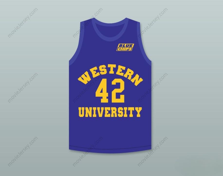 CUSTOM ANY Name Number MATT NOVER RICKY ROE 42   BLUE BASKETBALL JERSEY WITH BLUE CHIPS PATCH Top Stitched S-6XL