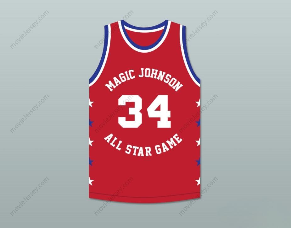 CUSTOM ANY Name Number CHARLES OAKLEY 34 MAGIC JOHNSON ALL STAR GAME RED BASKETBALL JERSEY 1990 MIDSUMMER NIGHT'S MAGIC CHARITY EVENT Top Stitched S-6XL