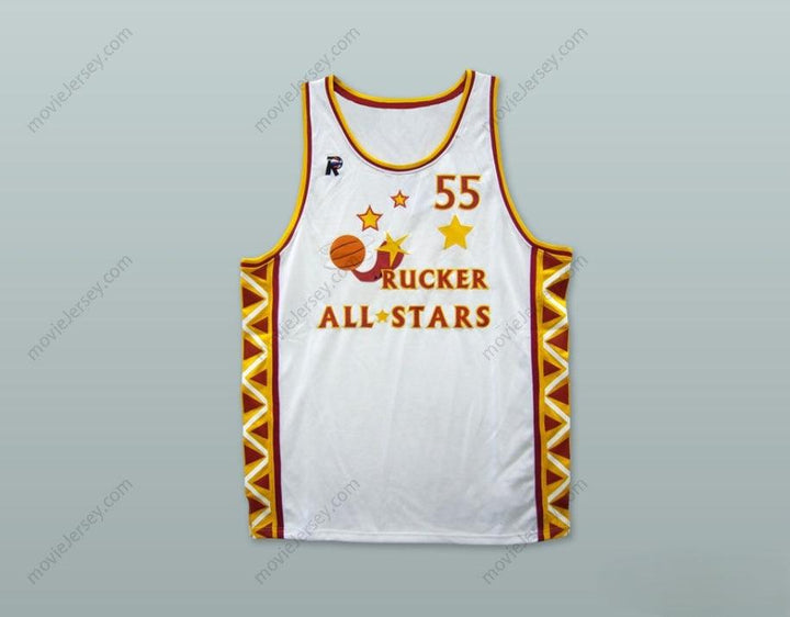 CAMISETA DE BALONCESTO BLANCA "RUCKER ALL STARS 55" ESTILO HOT CHILE DE 1996, PERSONALIZABLE CON CUALQUIER NOMBRE Y NÚMERO, TALLAS S-6XL, BORDADO.