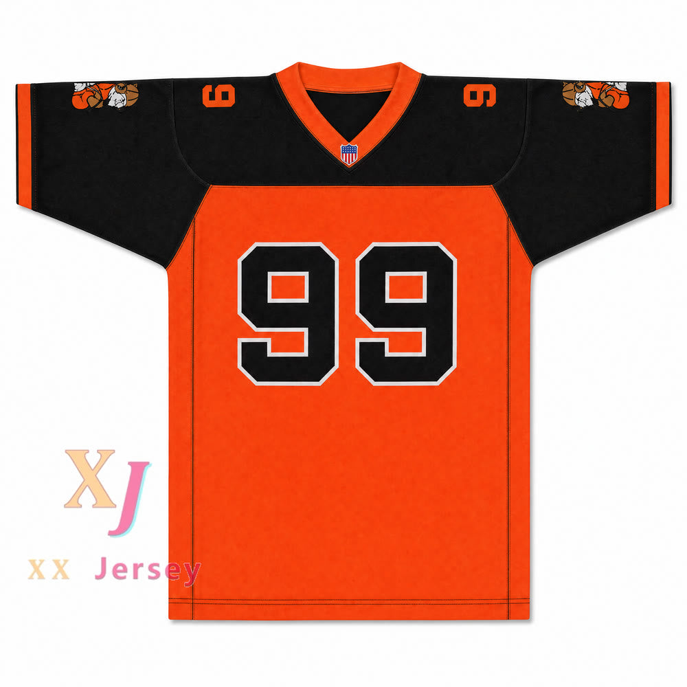 CAMISETA DE FÚTBOL DORGHU 99 ORC FOGTEETH, NEGRO/NARANJA, CON PARCHES PERSONALIZADOS Y DOBLE COSTURA, TALLAS S-6XL