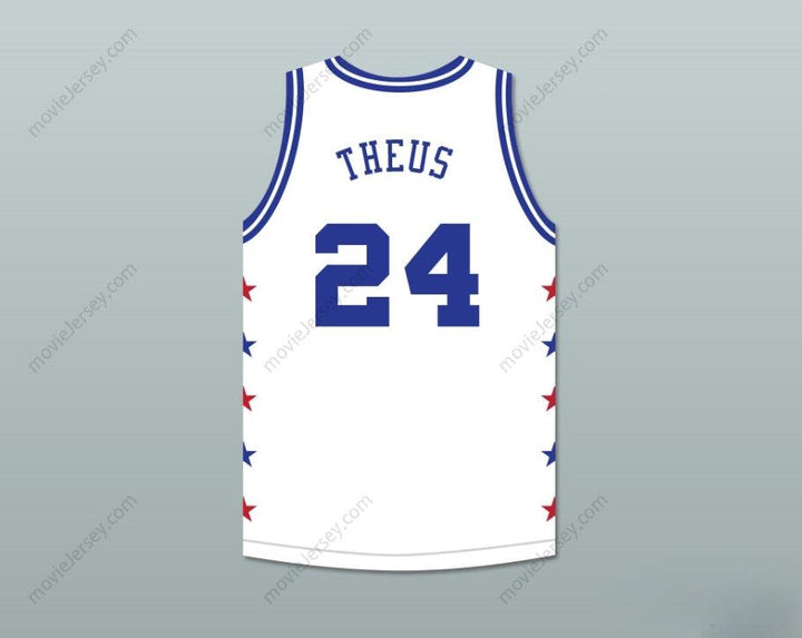 PERSONALIZA CUALQUIER Nombre Número REGGIE THEUS 24 MAGIC JOHNSON BALONCESTO ALL STAR GAME BLANCO JERSEY 1986 EVENTO DE CARIDAD MIDSUMMER NIGHT'S MAGIC Cosido Superior S-6XL