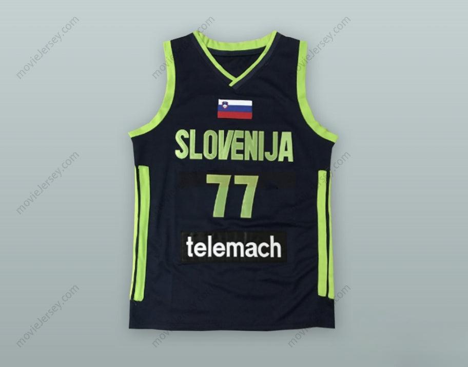 PERSONALIZA CUALQUIER Nombre Número LUKA DONCIC 77 ESLOVENIA CAMISETA DE BALONCESTO NEGRA Tallas S-6XL