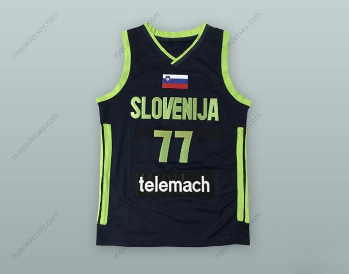 PERSONALIZA CUALQUIER Nombre Número LUKA DONCIC 77 ESLOVENIA CAMISETA DE BALONCESTO NEGRA Tallas S-6XL