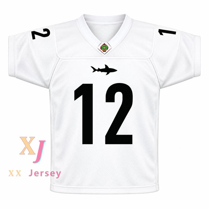 PERSONALIZA Cualquier Nombre Número TYLER CHERUBINI 12 MIAMI SHARKS RIBETE BLANCO JERSEY DE FÚTBOL UN DOMINGO CUALQUIERA Costura Superior S-6XL