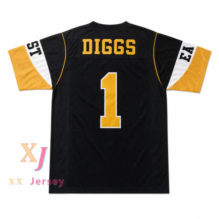 PERSONALIZA Cualquier Nombre Número STEFON DIGGS 1 U.S. ARMY HIGH SCHOOL ALL-AMERICAN EAST NEGRO CAMISETA DE FÚTBOL Costuras de primera calidad S-6XL