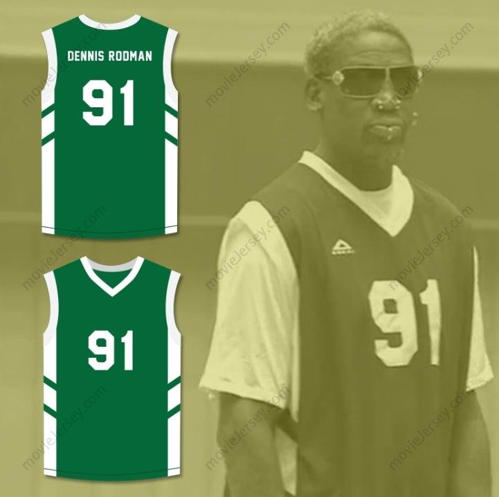 PERSONALIZA cualquier nombre y número de la camiseta verde de baloncesto de DENNIS RODMAN 91 "DENNIS RODMAN'S BIG BANG IN PYONGYANG", costura de alta calidad, tallas S-6XL