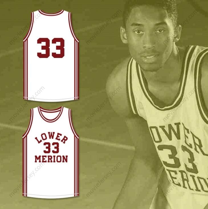 PERSONALIZA CUALQUIER Nombre Número BRYANT 33 CAMISETA DE BALONCESTO BLANCA ACES DE LOWER MERION HIGH SCHOOL 1 Superior Cosida S-6XL