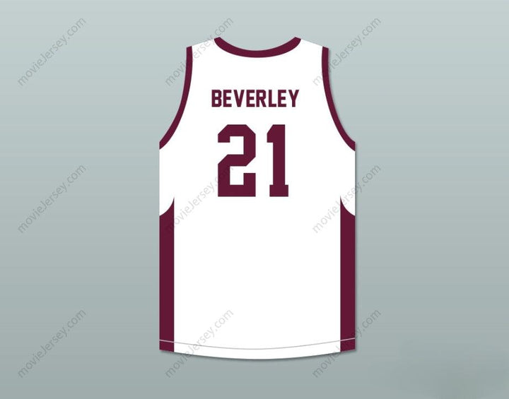 PERSONALIZA Cualquier Nombre Número PATRICK BEVERLEY 21 JOHN MARSHALL METROPOLITAN HIGH SCHOOL COMMANDOS Camiseta Blanca de Baloncesto Cosida S-6XL