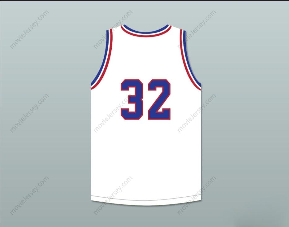 PERSONALIZA CUALQUIER Nombre Número ROSCOE 32 CAMISETA DE BALONCESTO BLANCA DE LOS PATRIOTS DE LA ESCUELA SECUNDARIA WILL FOSTER LAS ZAPATILLAS ROJAS Confección superior S-6XL