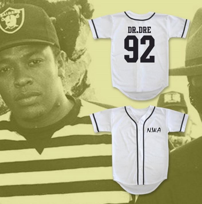Camiseta de béisbol blanca N.W.A. DR. DRE 92 personalizada con cualquier nombre y número, cosida, tallas S-6XL