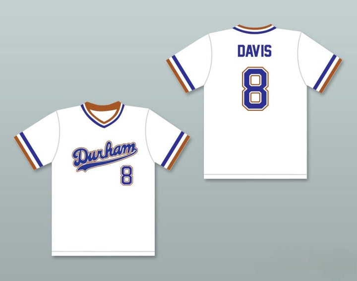 Camiseta de béisbol blanca personalizada CRASH DAVIS 8 con cualquier nombre y número, 2 bordados, tallas S-6XL