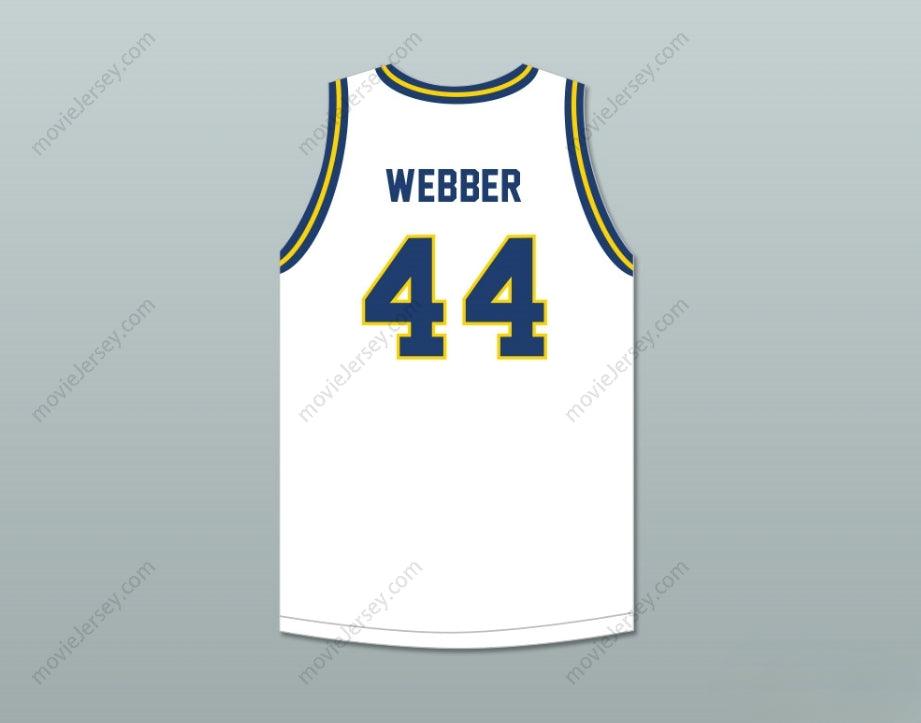 CUSTOM ANY Name Number CHRIS WEBBER 44 DETROIT COUNTRY DAY SCHOOL YELLOWJACKETS WHITE BASKETBALL JERSEY1 Top Stitched S-6XL