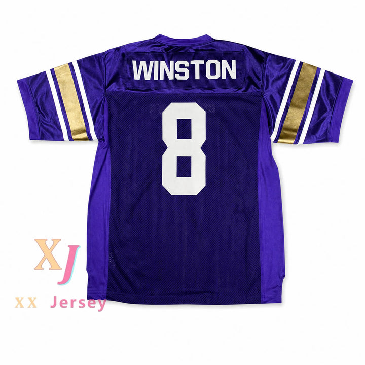 PERSONALIZADA cualquier nombre número JAMEIS WINSTON 8 CAMISETA DE FÚTBOL DORADA HUEYTOWN HIGH SCHOOL GOPHERS Cosida Talla S-6XL