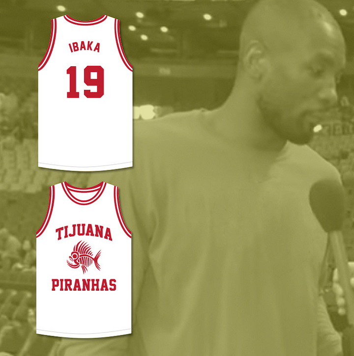 CUSTOM Serge Ibaka 19 Tijuana Piranhas Basketball Jersey Mexican Expansion Team Top Stitched S-6XL