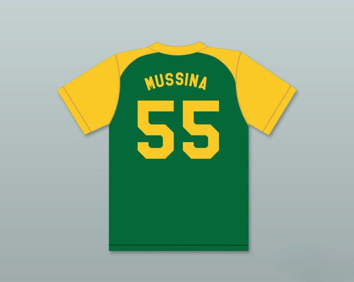 Camiseta de béisbol verde de ligas menores de JOHNNY Z'S, personalizada con cualquier nombre y número, MIKE MUSSINA 55, con 2 costuras dobles, tallas S-6XL
