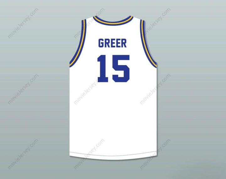 CAMISETA DE BALONCESTO BLANCA PERSONALIZABLE CON CUALQUIER Nombre Número HAL GREER 15 DE FREDERICK DOUGLASS JUNIOR AND SENIOR HIGH SCHOOL TIGERS 1 Bordado superior S-6XL