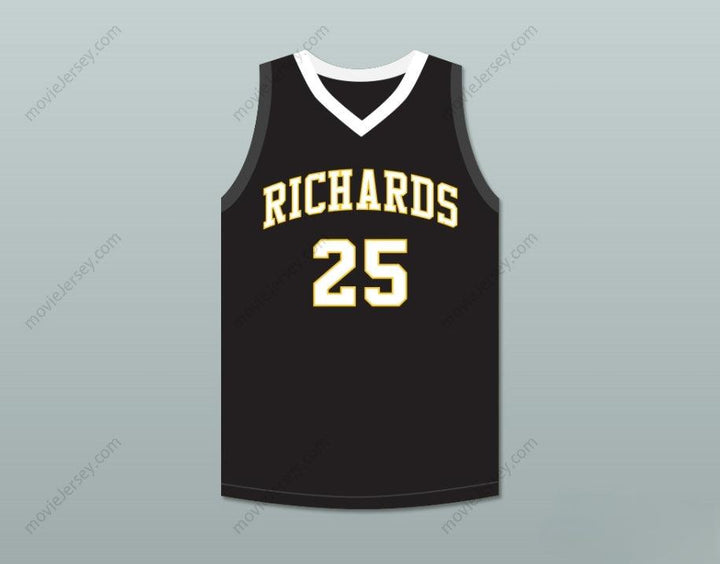 PERSONALIZADO CUALQUIER Nombre Número DWYANE WADE 25 HAROLD L. RICHARDS HIGH SCHOOL BULLDOGS CAMISETA DE BALONCESTO NEGRA 6 Bordado Superior S-6XL