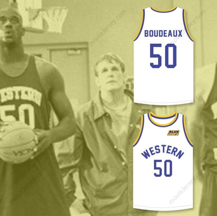 PERSONALIZA Cualquier Nombre Número SHAQ NEON BOUDEAUX 50 CAMISETA DE BALONCESTO BLANCA CON PARCHE DE BLUE CHIPS Costura Superior S-6XL