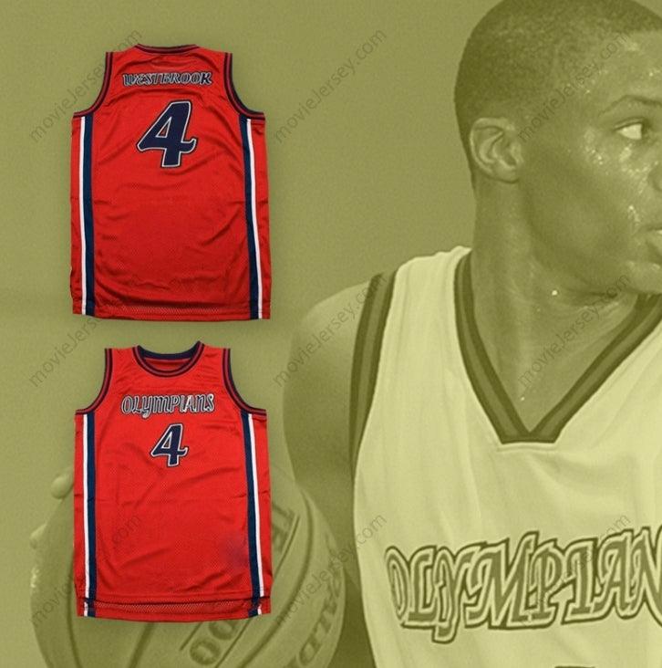 CUSTOM ANY Name Number RUSSELL WESTBROOK 4 LEUZINGER HIGH SCHOOL OLYMPIANS RED BASKETBALL JERSEY Top Stitched S-6XL
