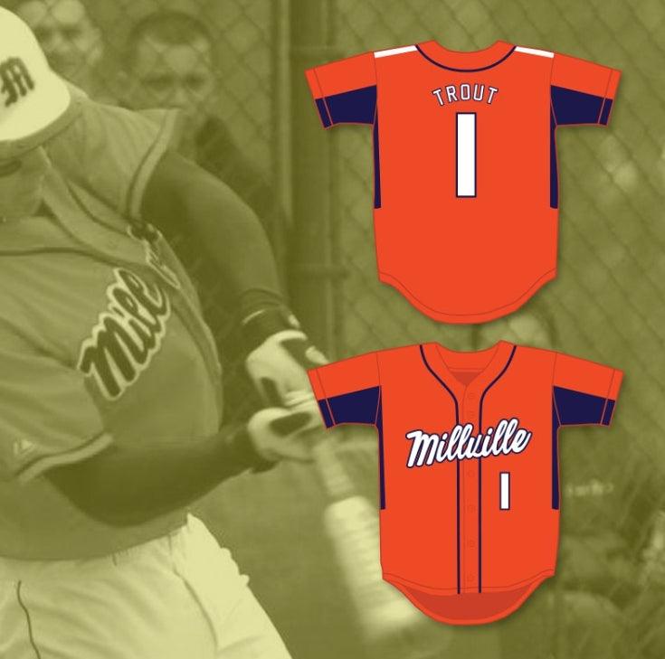 Personalizado Cualquier Nombre Número MIKE TROUT 1 ESCUELA SECUNDARIA THUNDERBOLTS CAMISETA DE BÉISBOL NARANJA 4 Costuras Superiores S-6XL