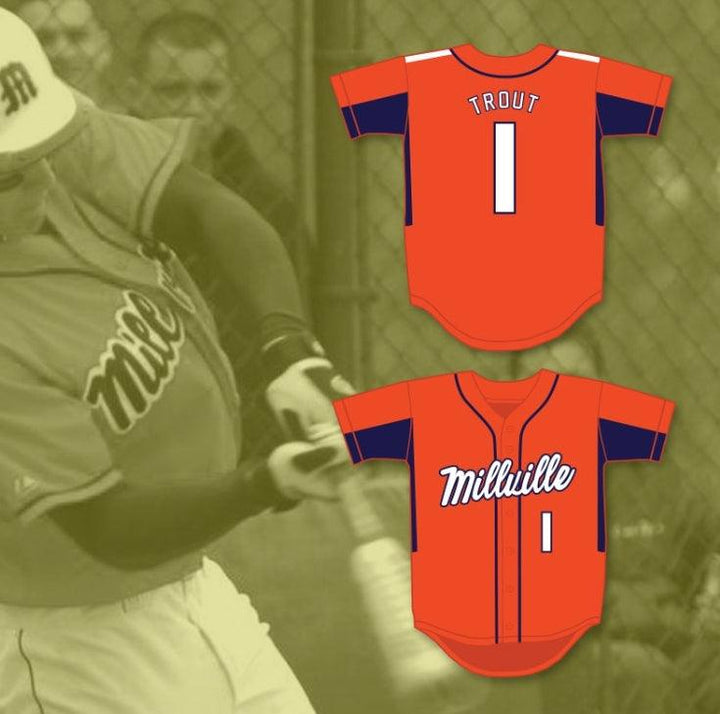 Personalizado Cualquier Nombre Número MIKE TROUT 1 ESCUELA SECUNDARIA THUNDERBOLTS CAMISETA DE BÉISBOL NARANJA 4 Costuras Superiores S-6XL
