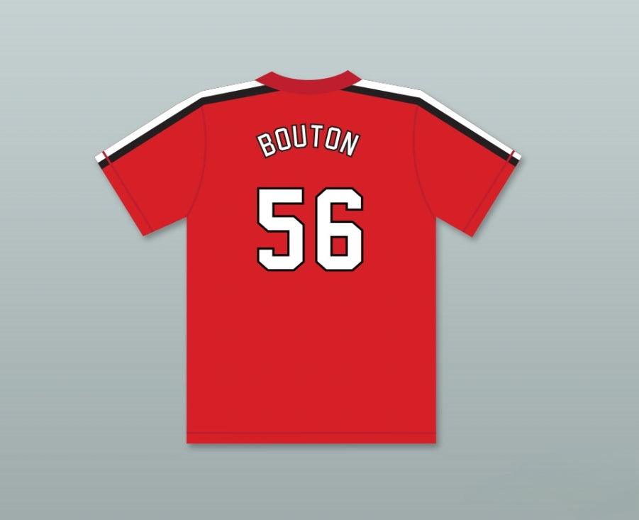 Camiseta de béisbol roja con el número y nombre personalizados JIM BOUTON 56 de THE BATTERED BASTARDS OF BASEBALL, costura superior, tallas S-6XL