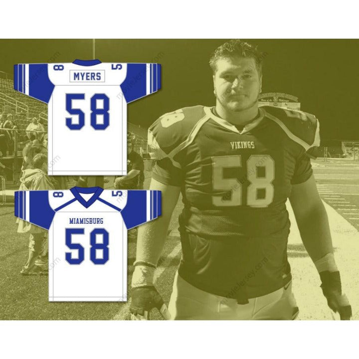 PERSONALIZA Cualquier Nombre Número JOSH MYERS 58 Camiseta de Fútbol de Preparatoria con Costuras S-6XL