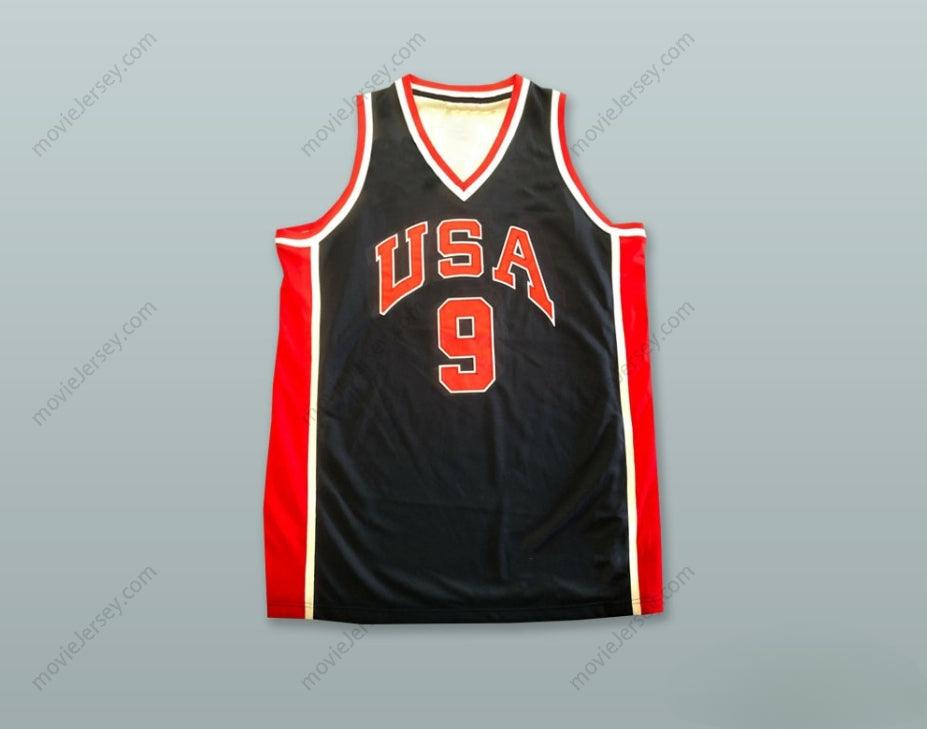 CAMISETA DE BALONCESTO PERSONALIZADA con Cualquier Nombre y Número MICHAEL 9 USA AZUL OSCURO Cosida S-6XL